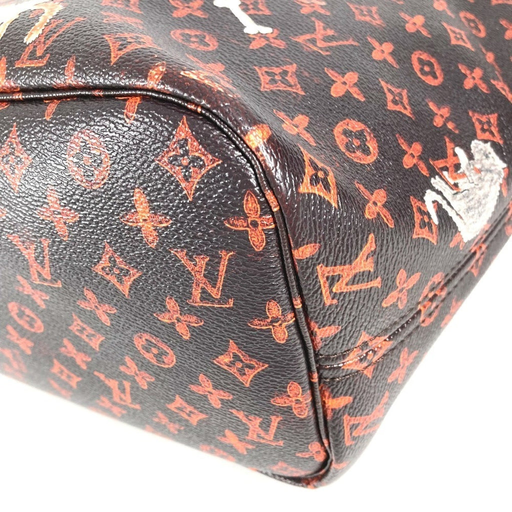 Louis Vuitton Brown Orange Monogram Leather Pouch Shoulder Bag Tote Bag