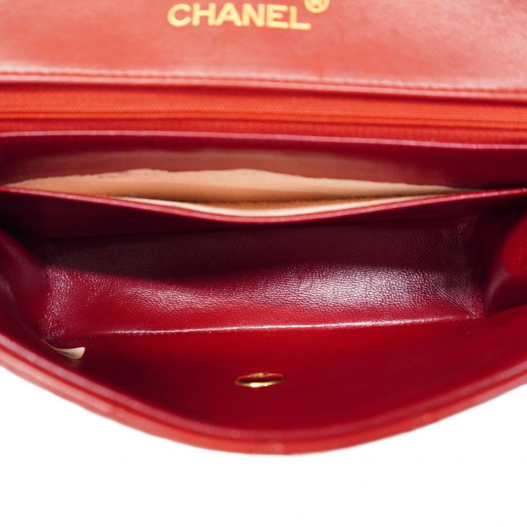 Chanel Red Color Leather Shoulder Bag