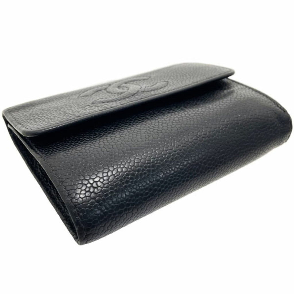 Chanel Black Grained Calfskin Wallet (Tri-Fold)