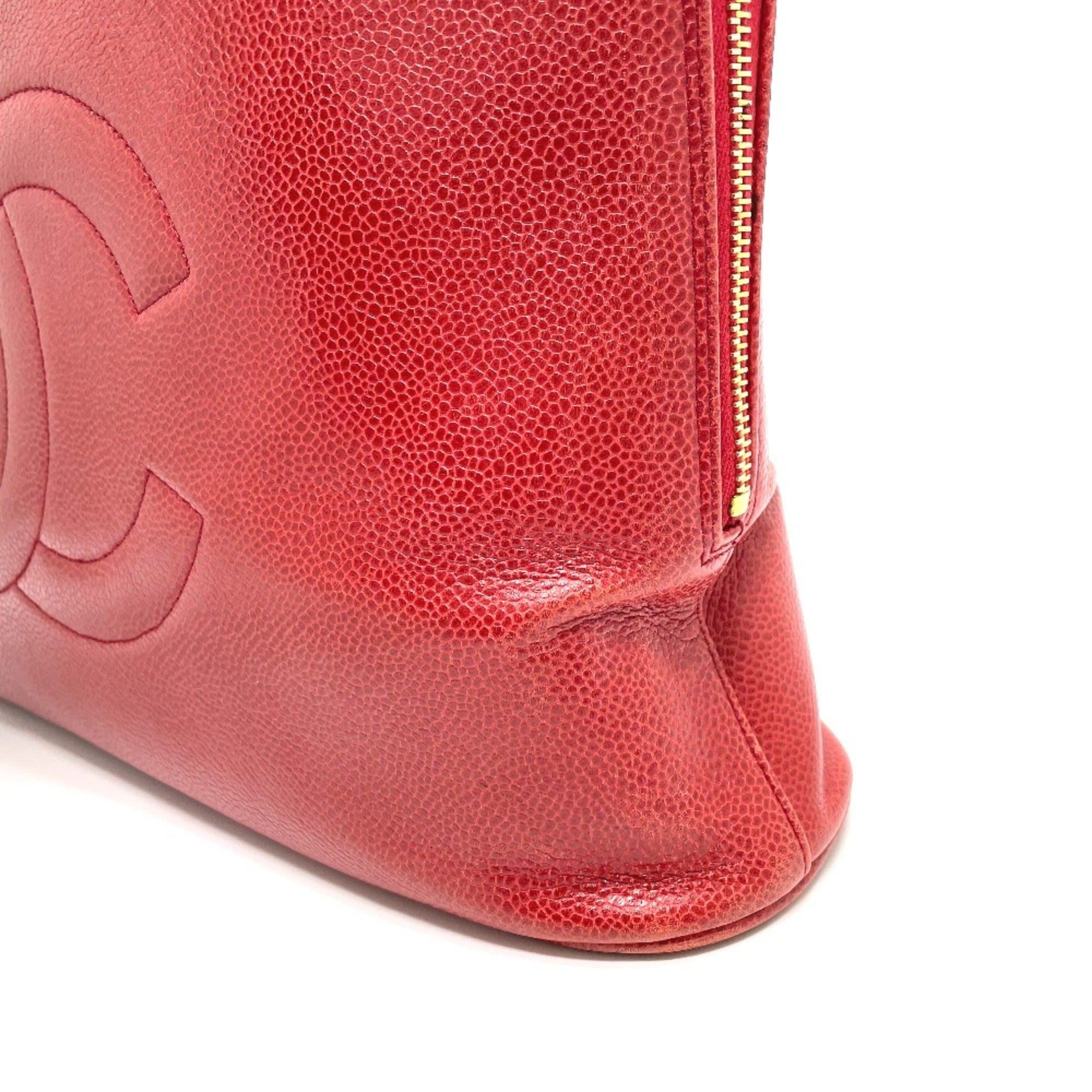 Chanel Red Leather Shoulder Bag