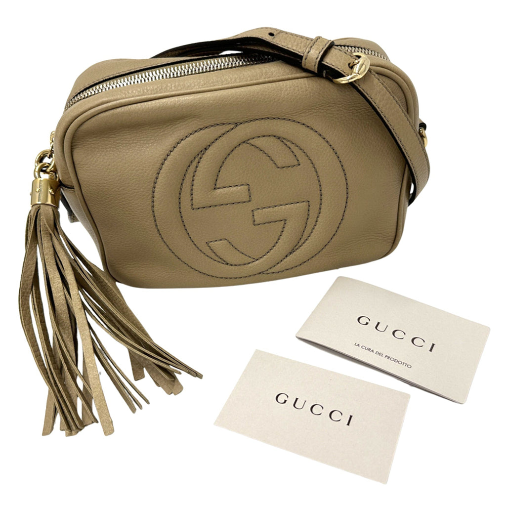 Gucci Beige Leather Handbag Shoulder Bag (Pre-Owned)