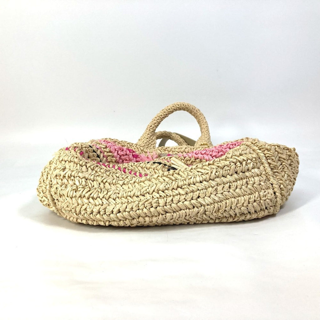 Prada Canapa Beige Pink Raffia Handbag Shoulder Bag