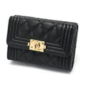 Chanel Black Grained Calfskin Wallet (Tri-Fold)