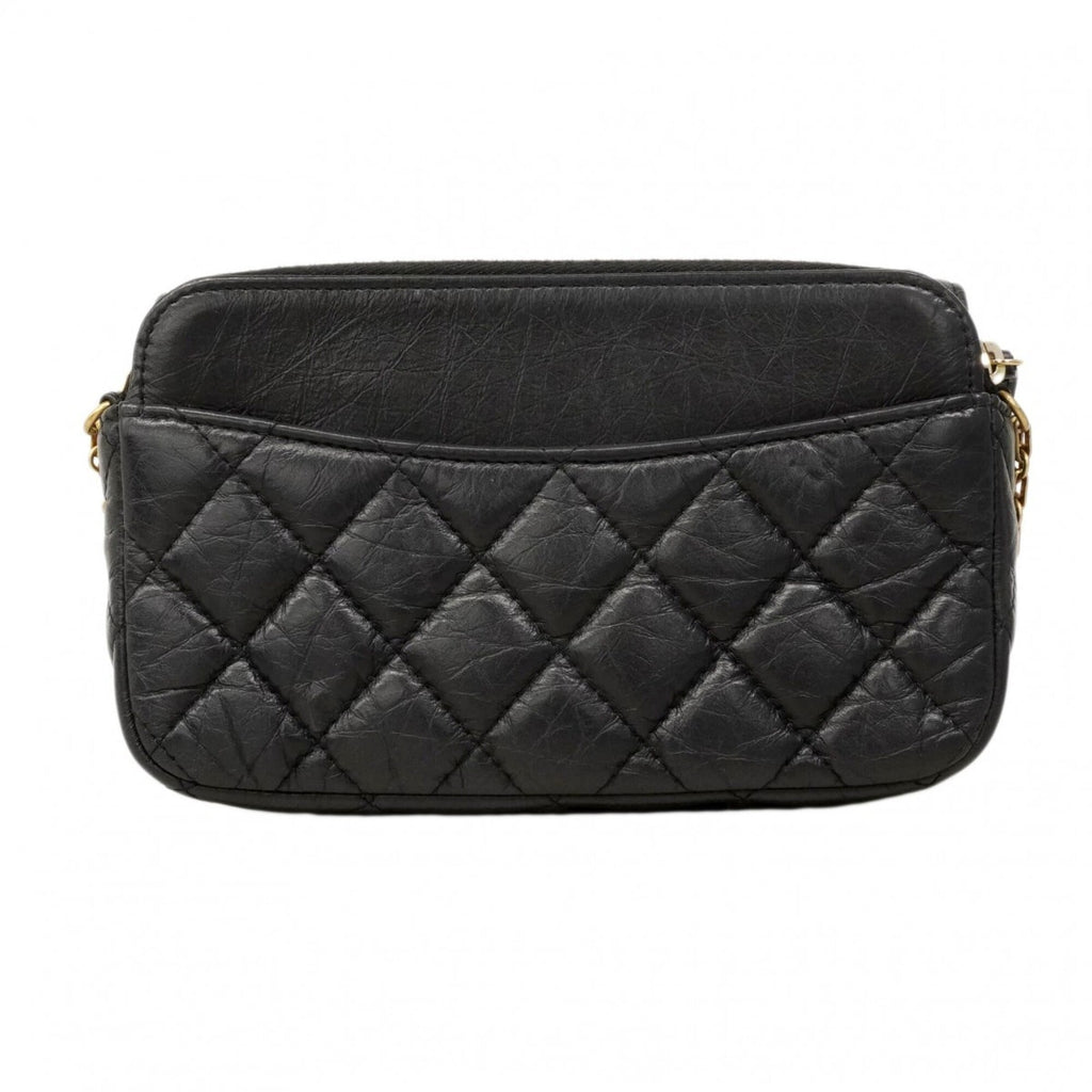 Chanel Black Leather Chain/Shoulder Wallet