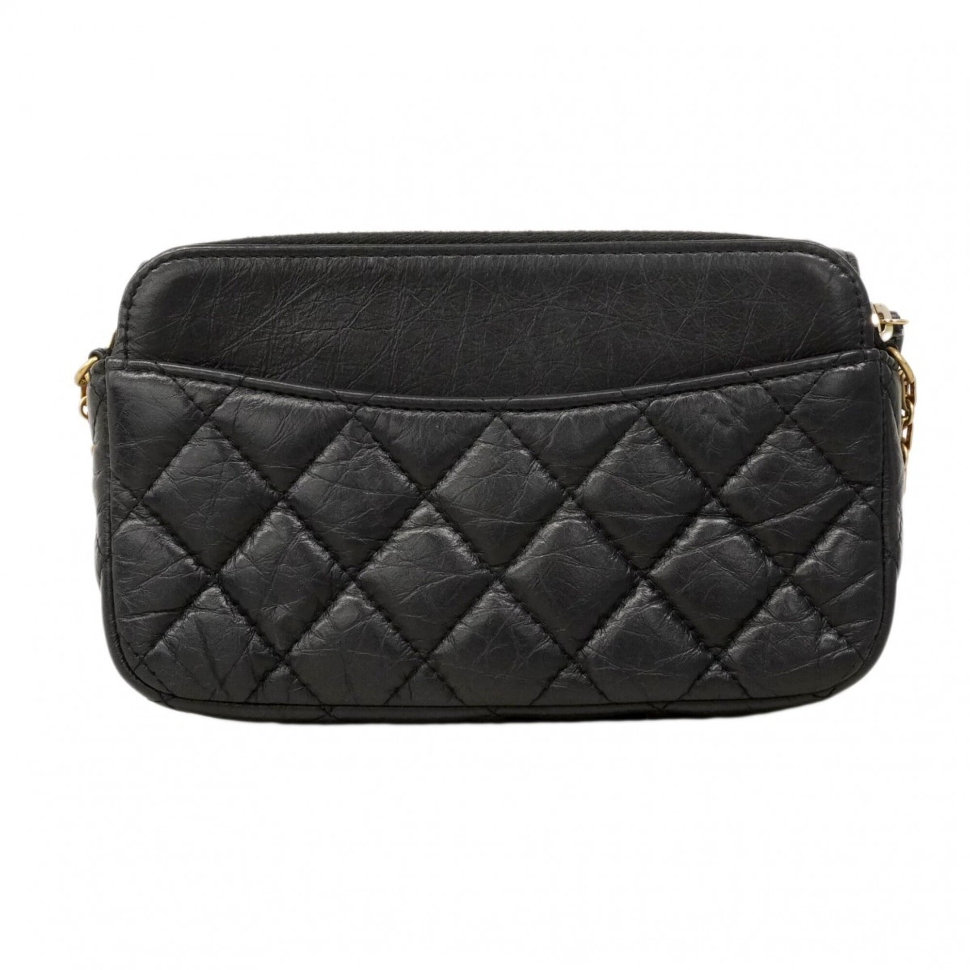Chanel Black Leather Chain/Shoulder Wallet