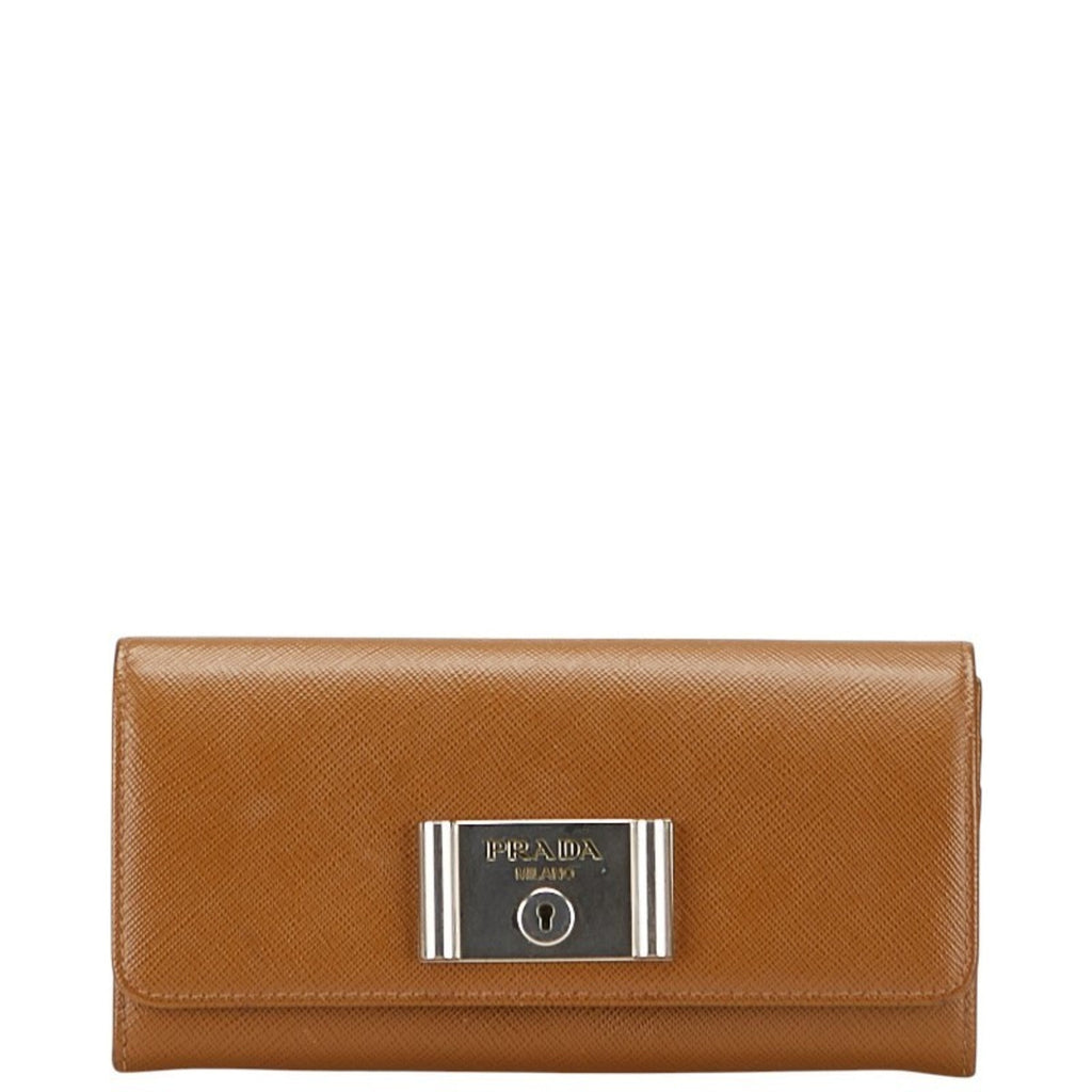 Prada Brown Leather Long Wallet (Bi-Fold)