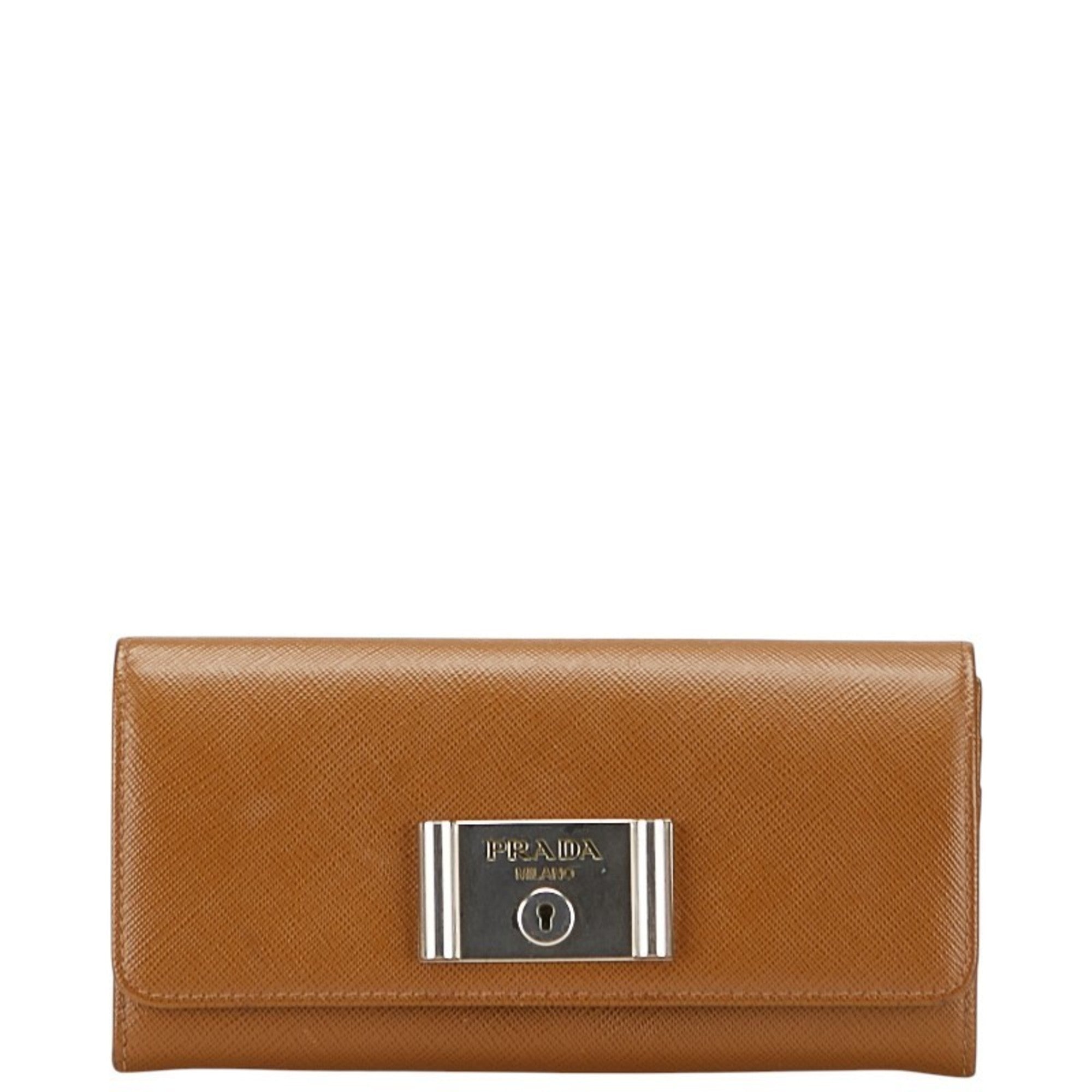 Prada Brown Leather Long Wallet (Bi-Fold)