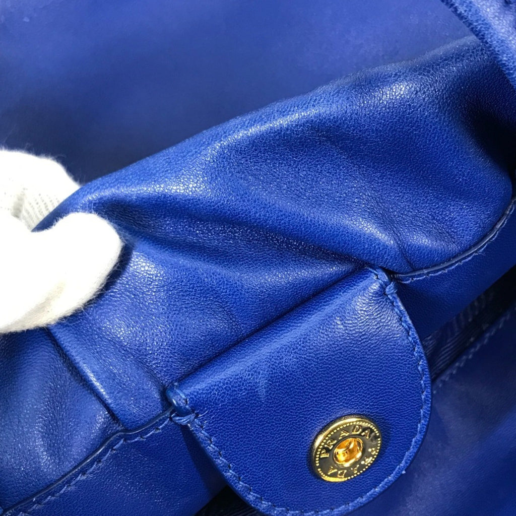 Prada Blue Leather Handbag Shoulder Bag Tote Bag