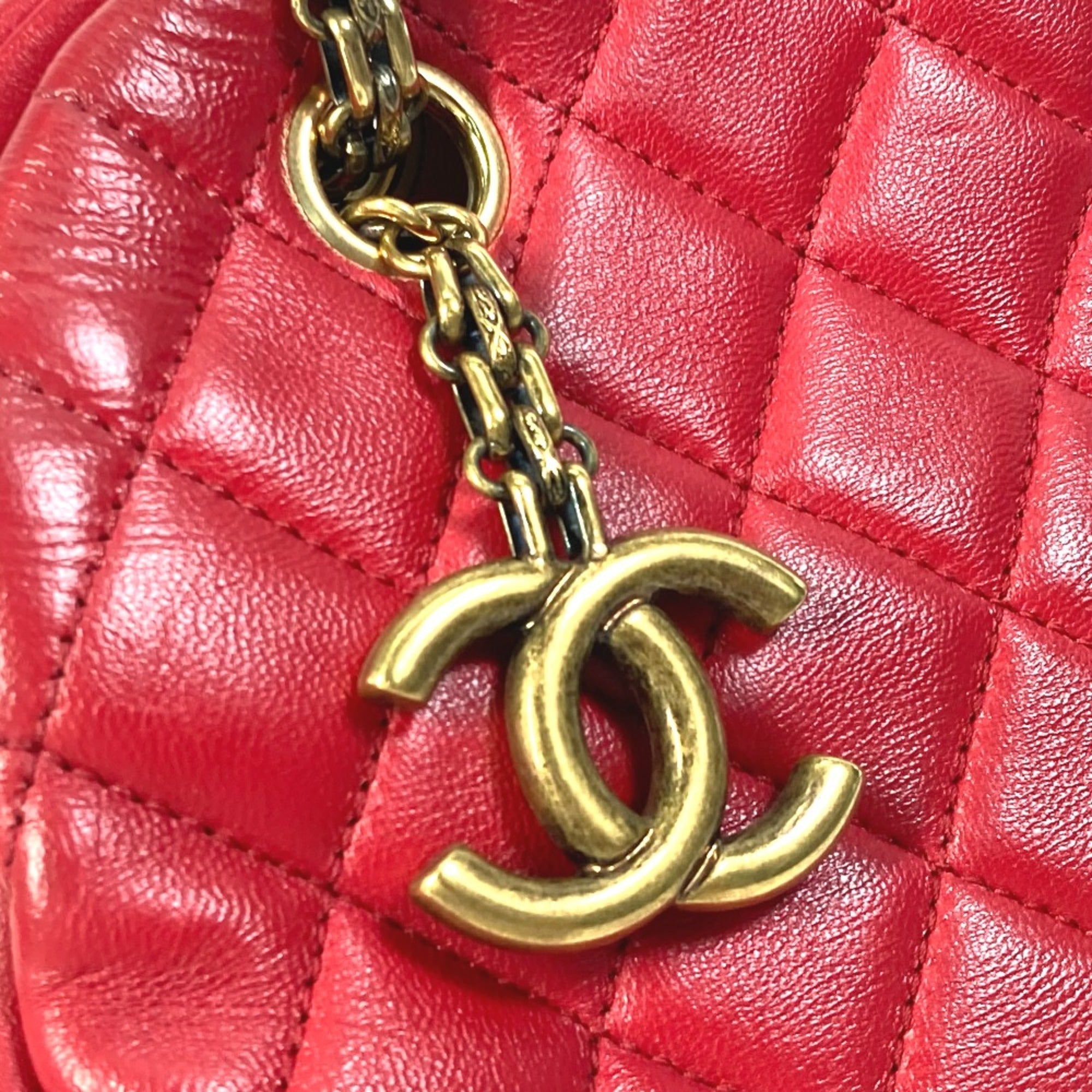 Chanel Red Leather Shoulder Bag