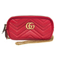 Gucci Gg Marmont Black Leather Red Leather Shoulder Bag Bag (Pre-Owned)