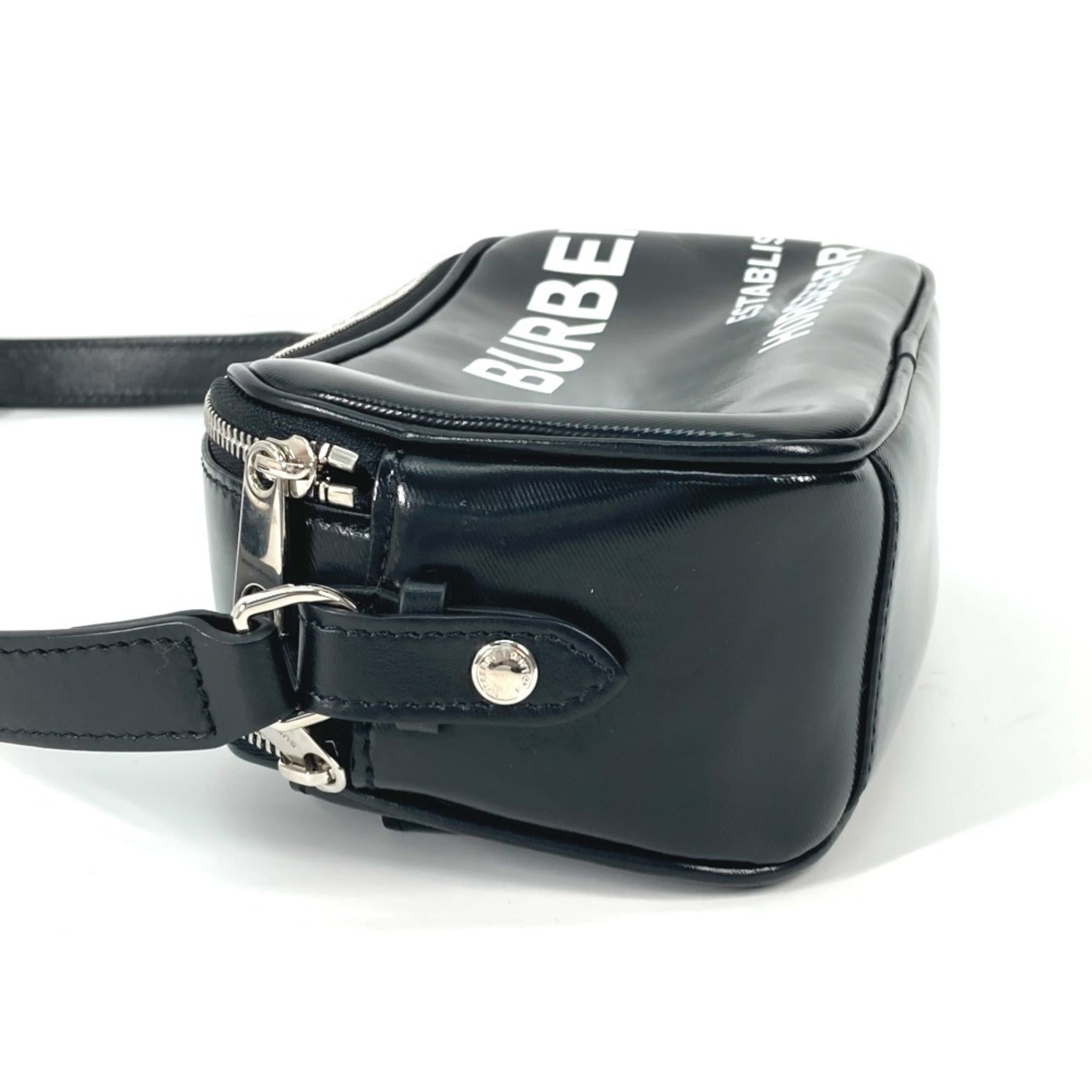Burberry Black White Leather Shoulder Bag