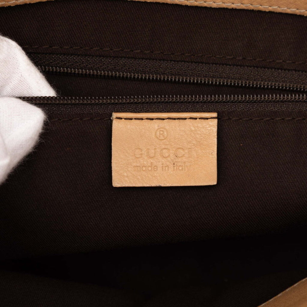 Gucci Brown Canvas Leather Handbag Shoulder Bag Tote Bag (Pre-Owned)