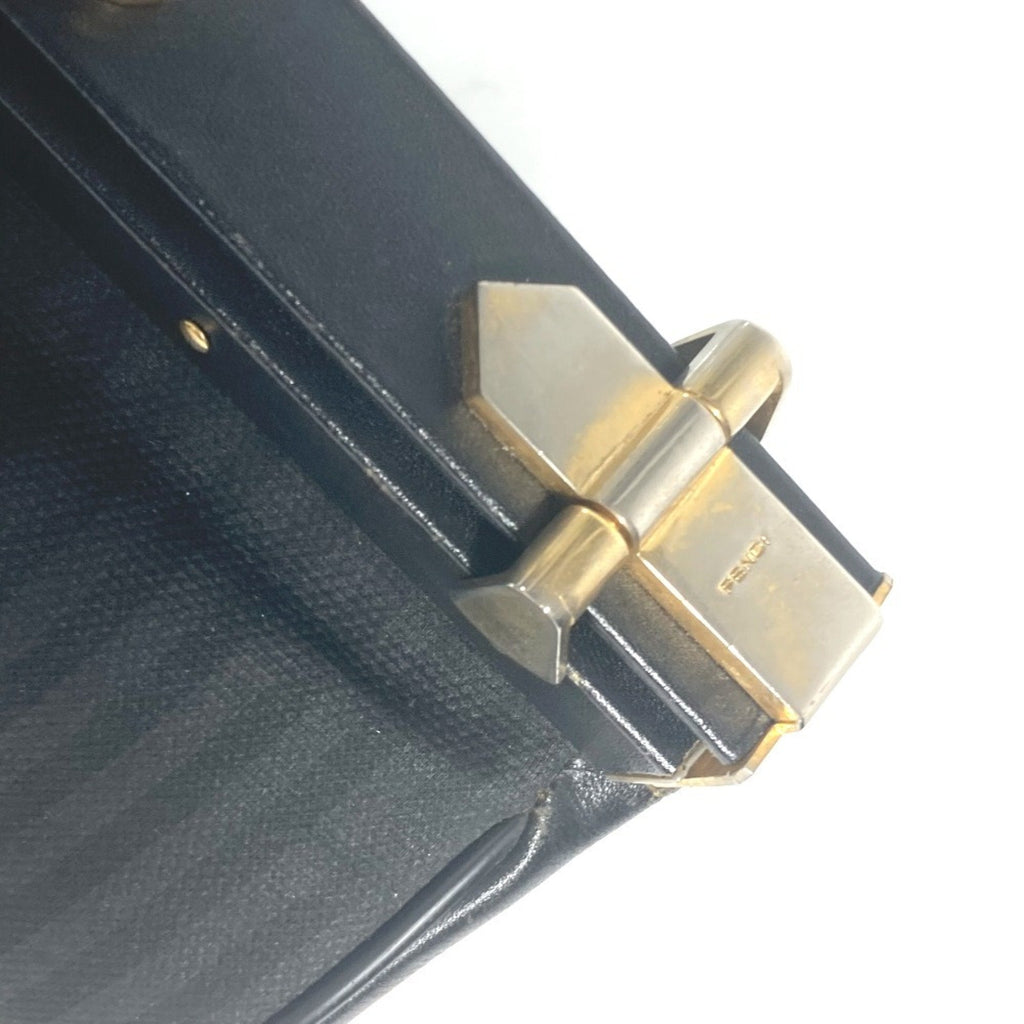 Fendi Pequin Black Leather Pvc Handbag