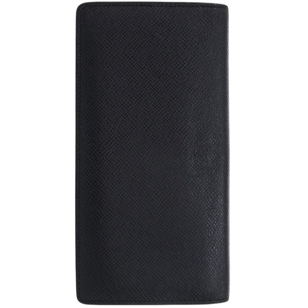 Louis Vuitton Black Noir Taiga Leather Leather Long Wallet