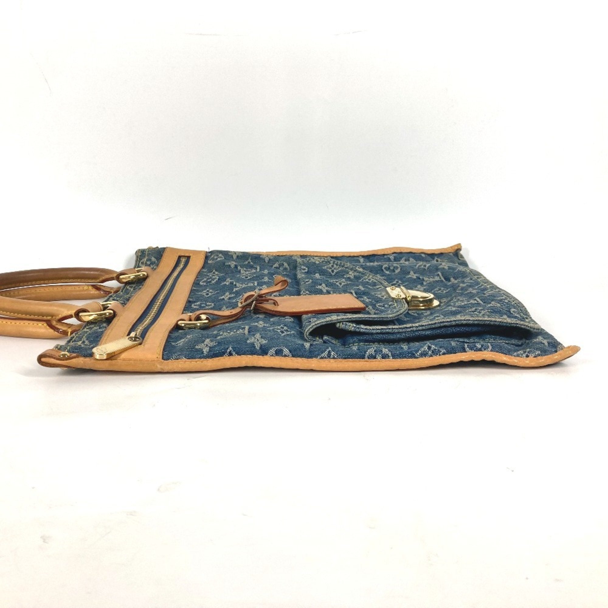 Louis Vuitton Blue Yellow Monogram Denim Shoulder Bag Tote Bag
