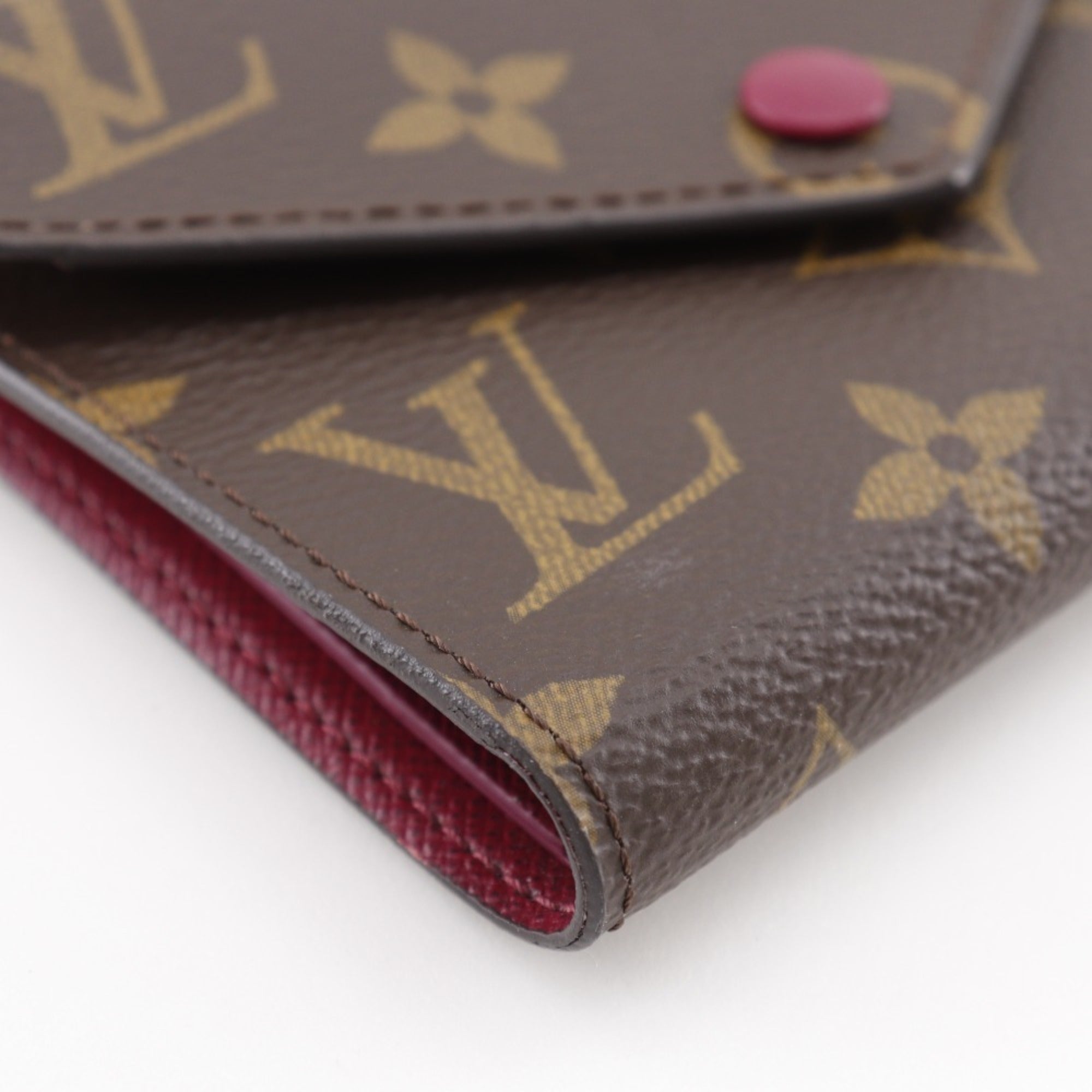 Louis Vuitton Brown Fuchsia Monogram Canvas Wallet (Tri-Fold)