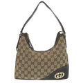 Gucci Beige Brown Gg Canvas Leather Handbag (Pre-Owned)