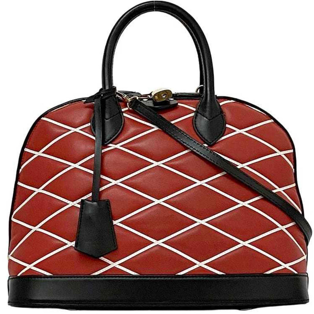 Louis Vuitton Black Red Color Leather Handbag Shoulder Bag