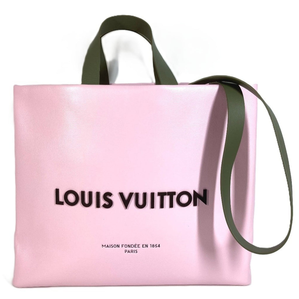 Louis Vuitton Pink Leather Shopping Bag Shoulder Bag Tote Bag