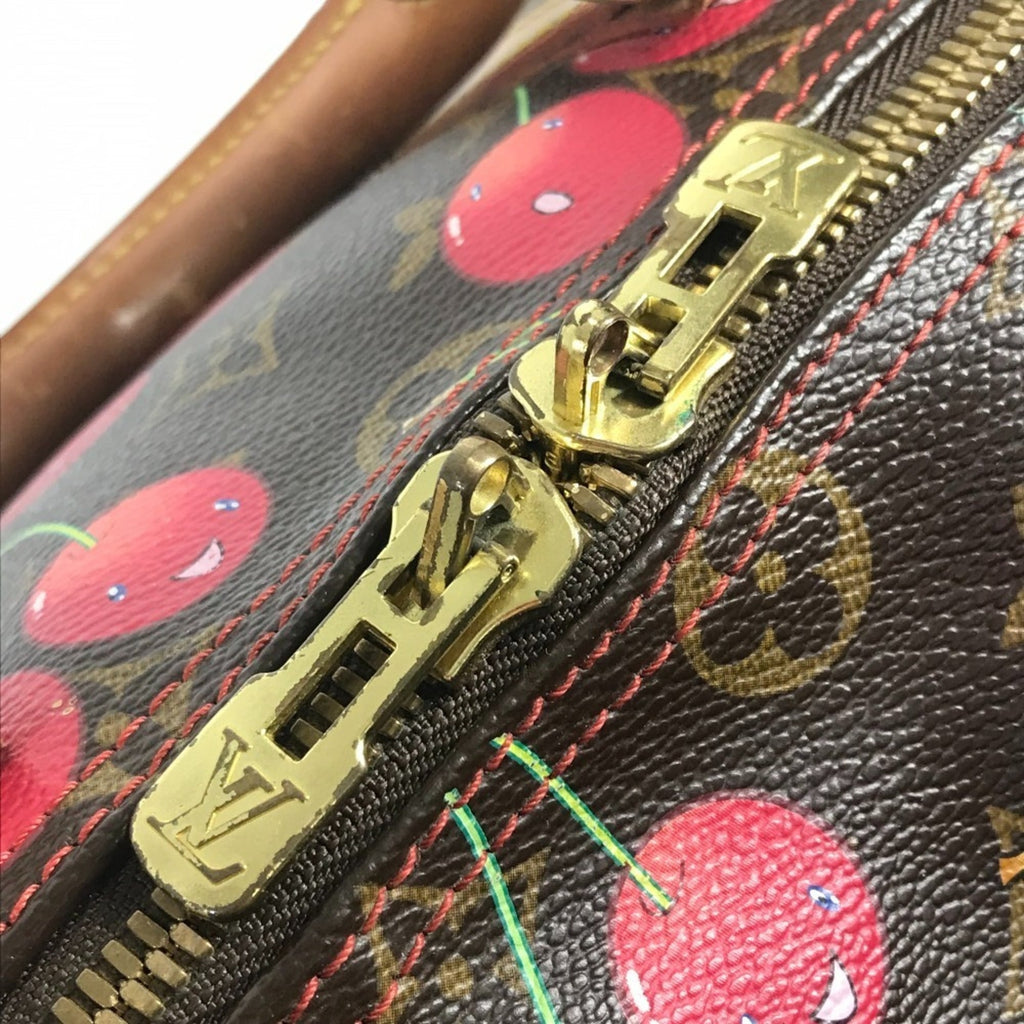 Louis Vuitton Brown Monogram Cherry Red Color Monogram Boston Bag