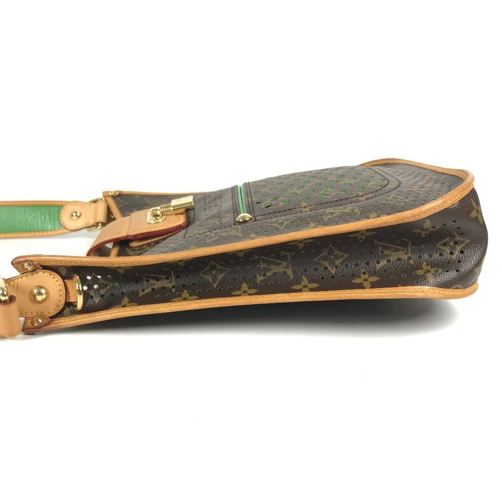 Louis Vuitton Brown Green Monogram Perforated Shoulder Bag