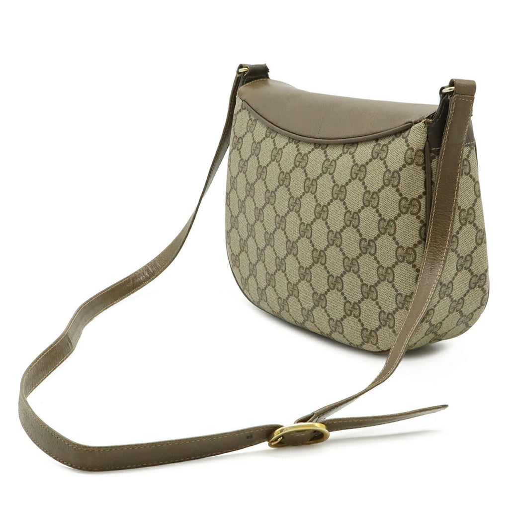 Gucci Gg Plus Beige Brown Green Red Color Coated Canvas Leather Pochette Shoulder Bag (Pre-Owned)