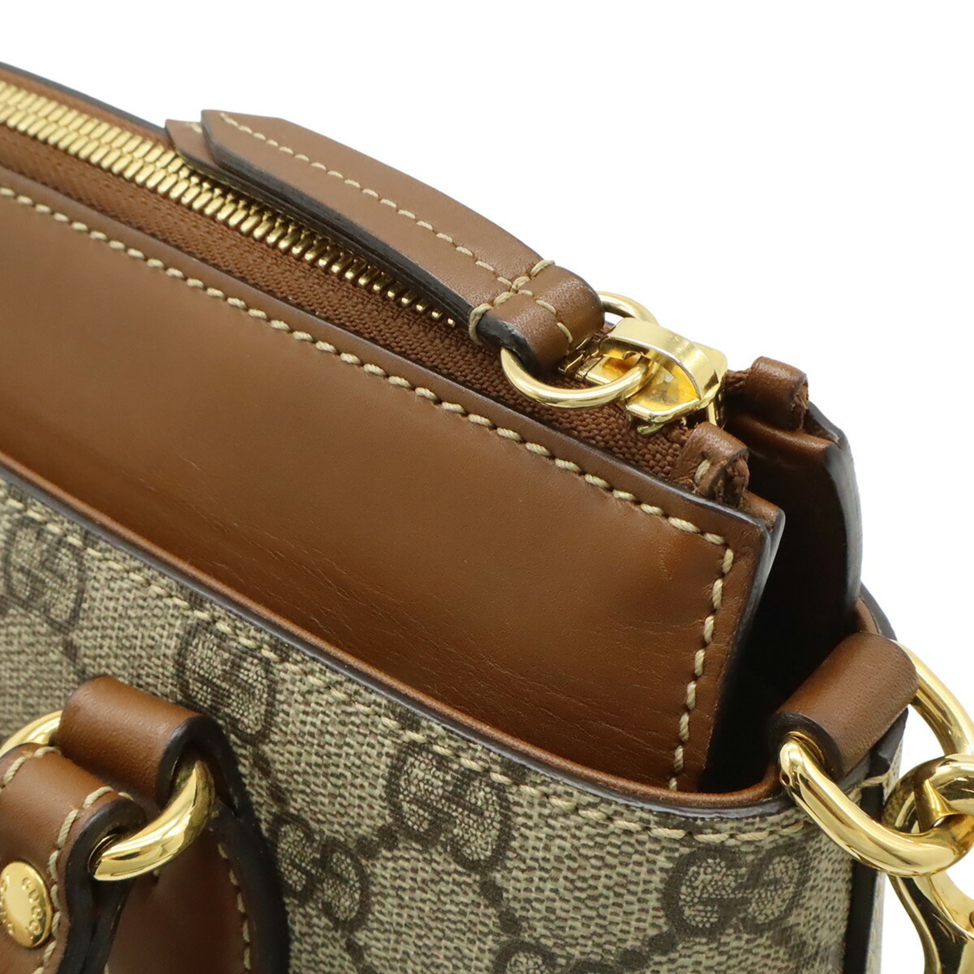 Gucci Beige Brown Gg Supreme Canvas Handbag Shoulder Bag (Pre-Owned)