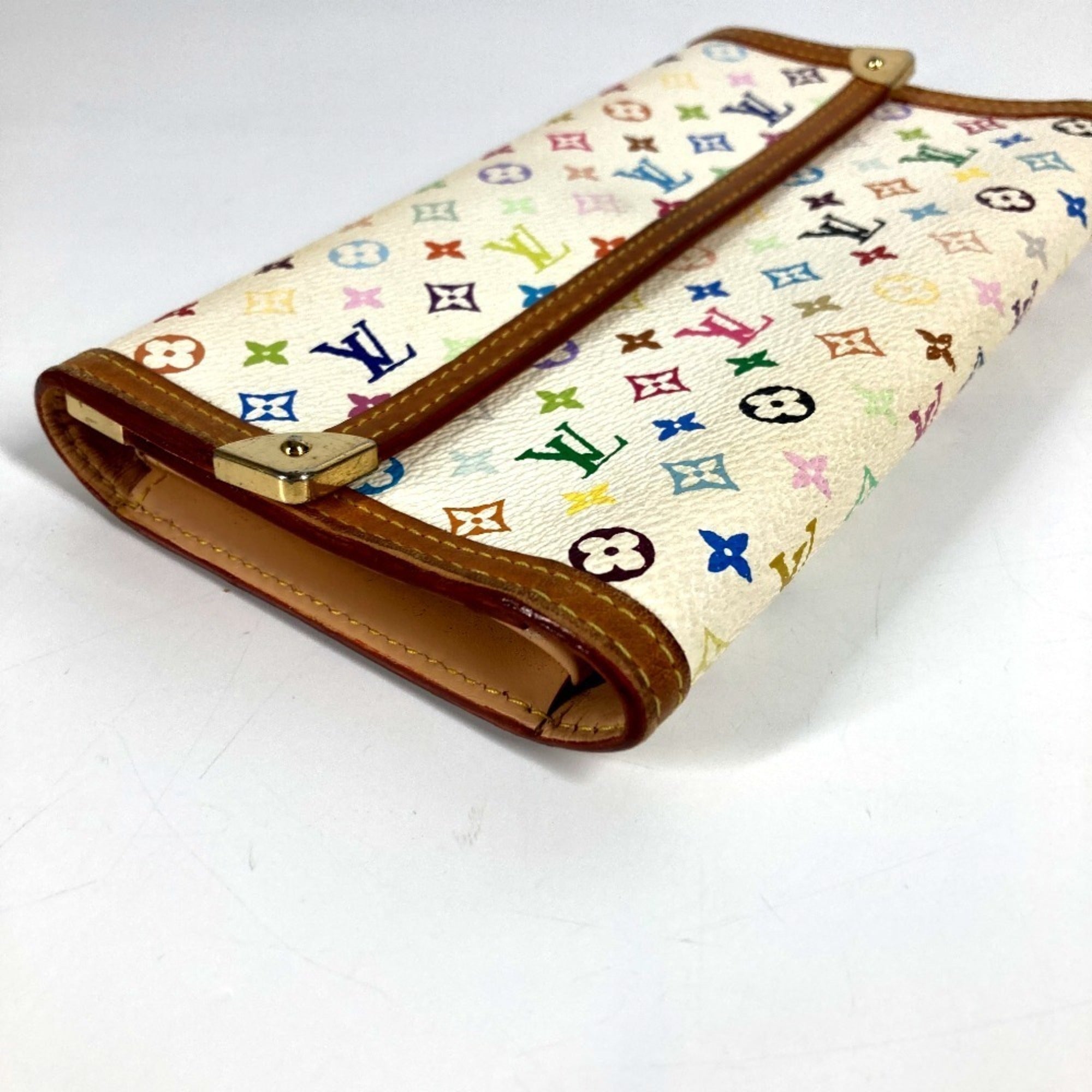 Louis Vuitton Monogram Multi-Color White Yellow Monogram Multicolore Long Wallet (Tri-Fold)