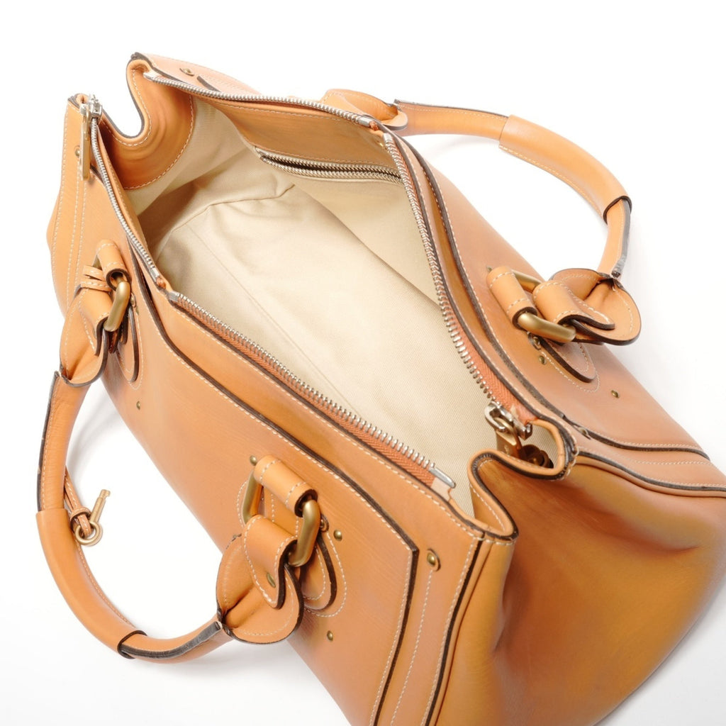 Chloé Paddington Brown Leather Boston Bag Handbag (Pre-Owned)