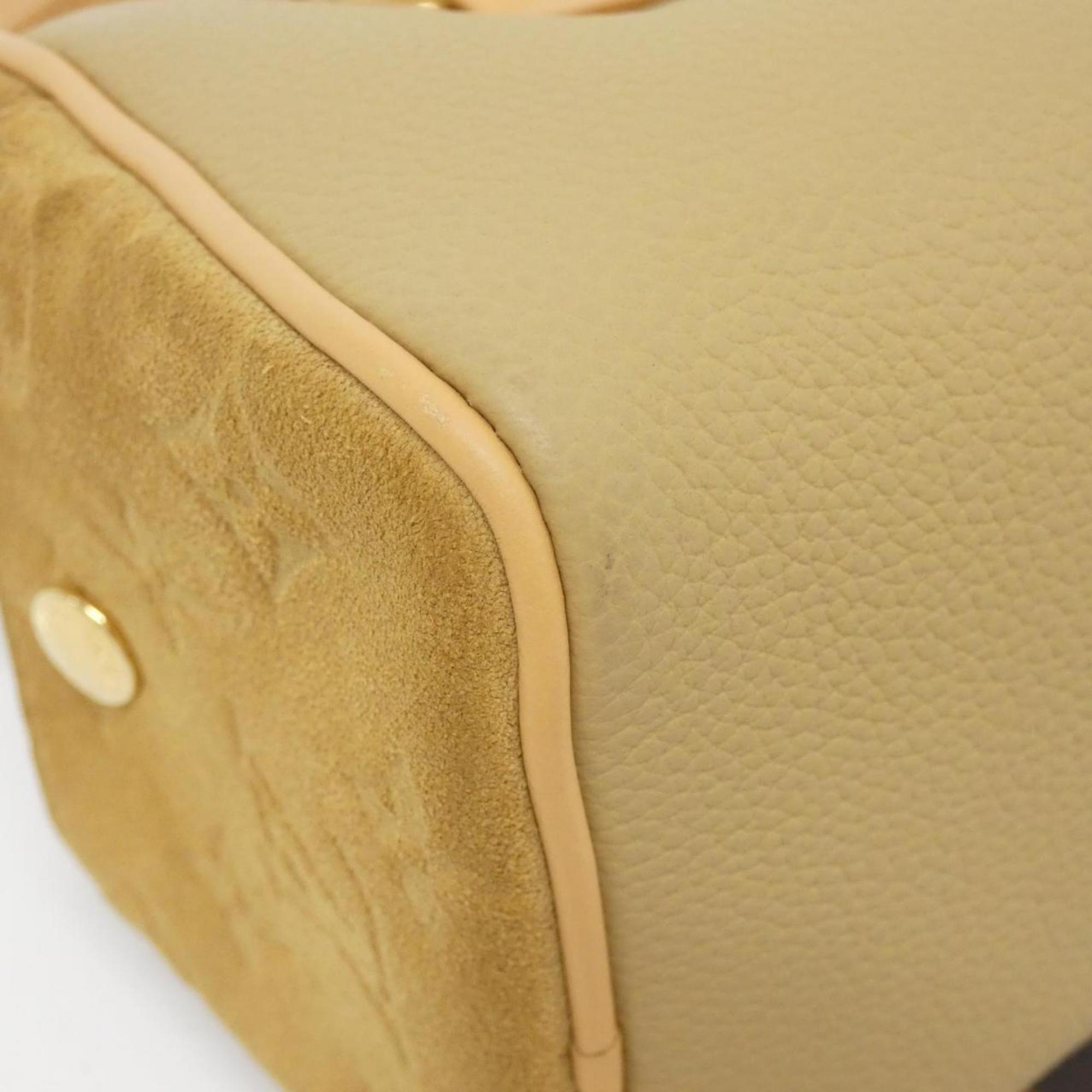 Louis Vuitton Beige Coated Canvas Leather Boston Bag