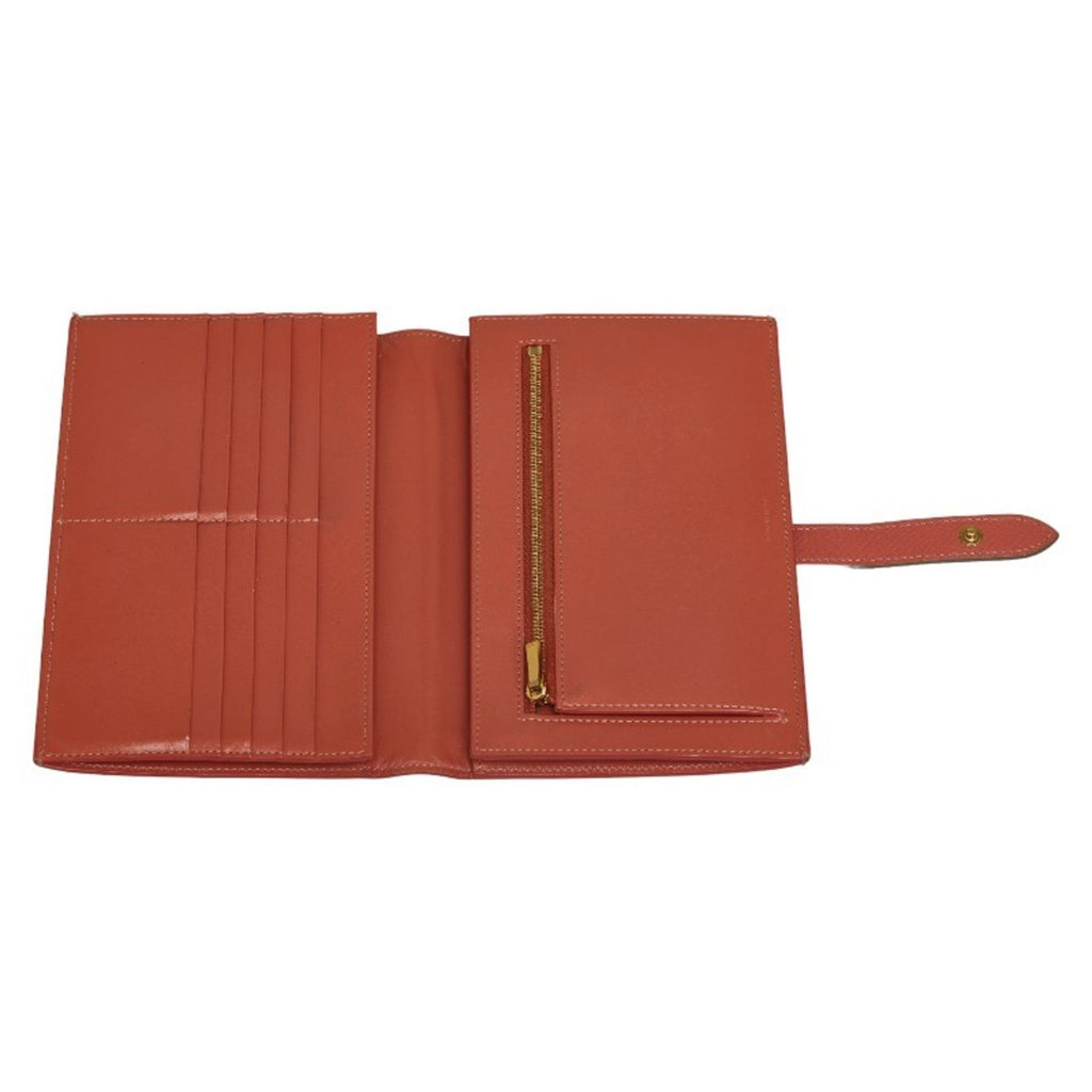 Celine Gray Pink Leather Long Wallet (Bi-Fold)