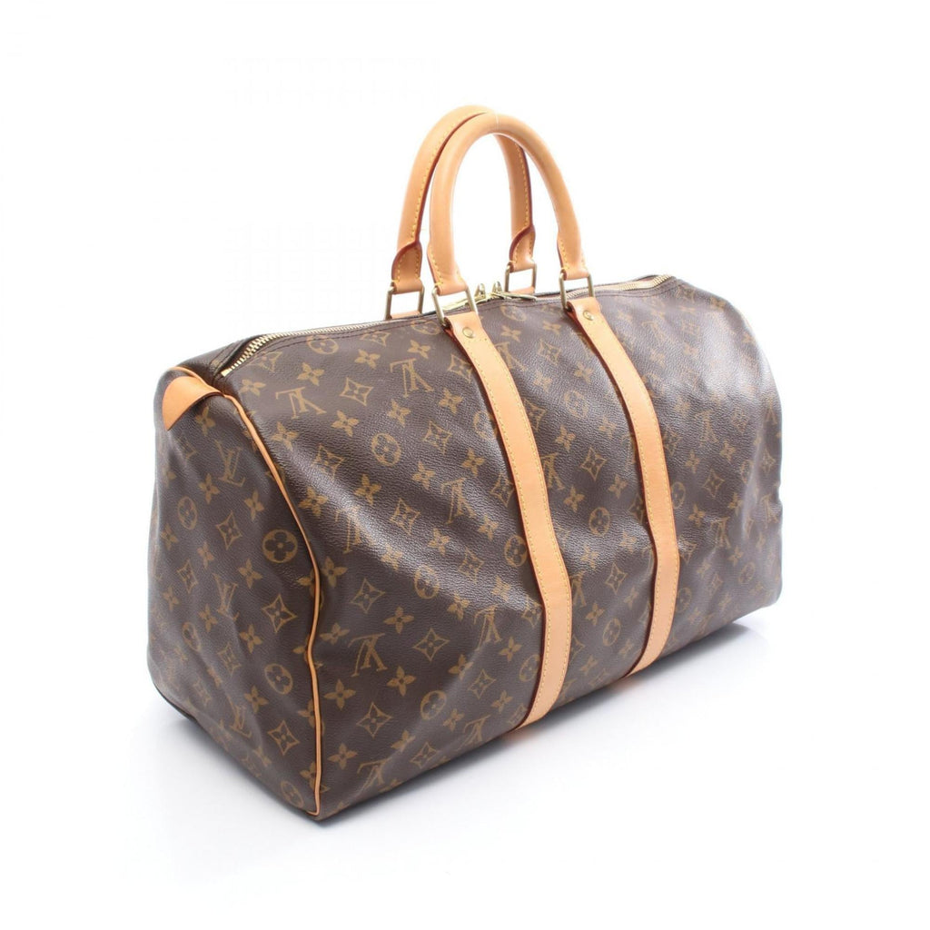 Louis Vuitton Brown Coated Canvas Leather Boston Bag