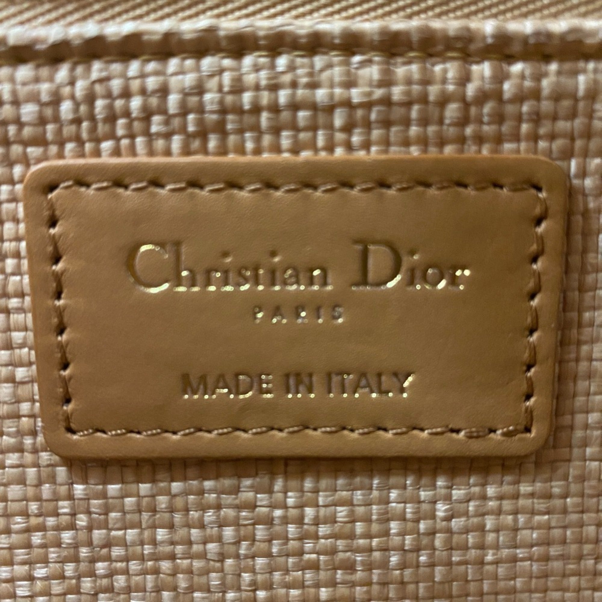 Christian Dior Beige Raffia Leather Shoulder Bag (Pre-Owned)
