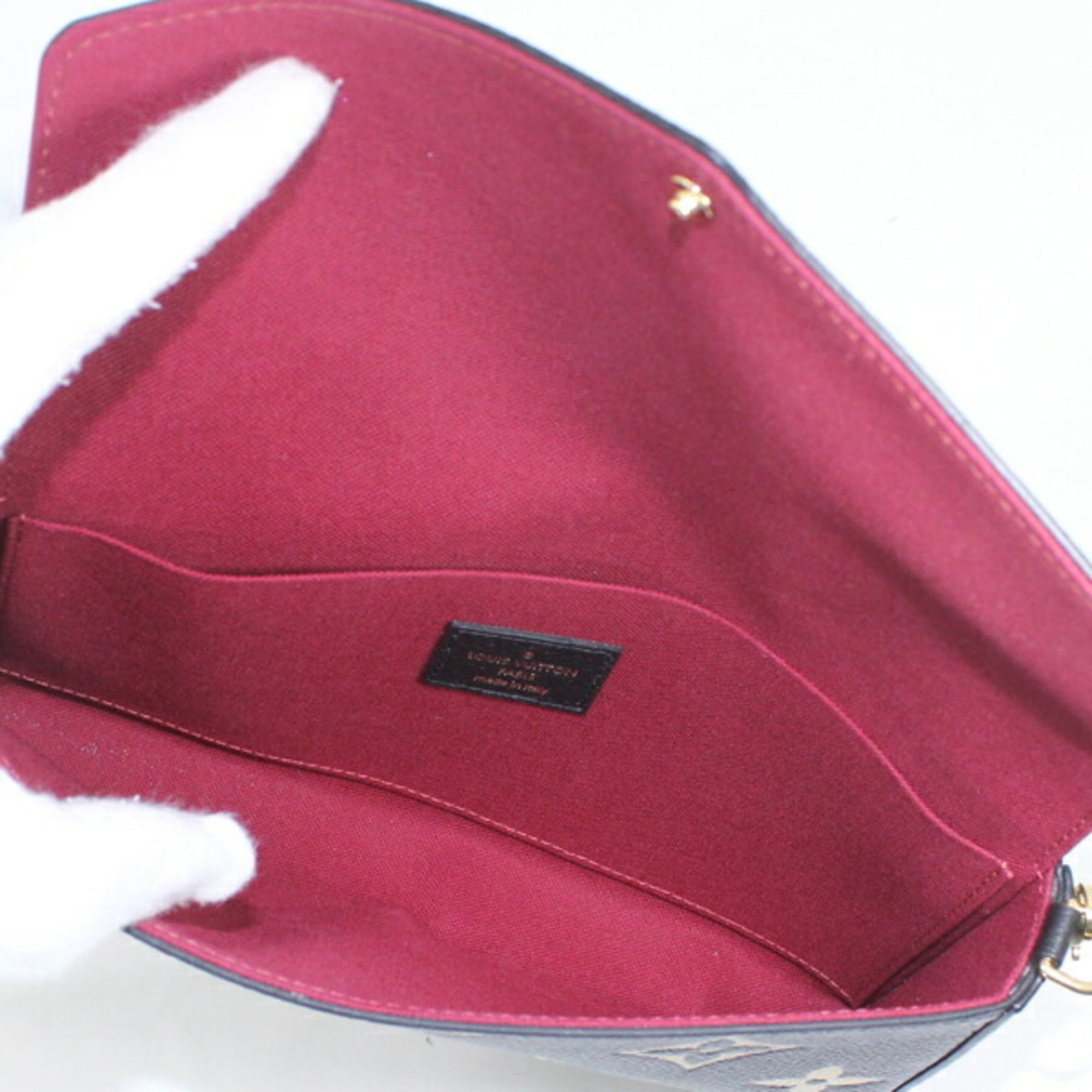 Louis Vuitton Beige Bicolor Black Monogram Empreinte Clutch Bag Pochette Shoulder Bag