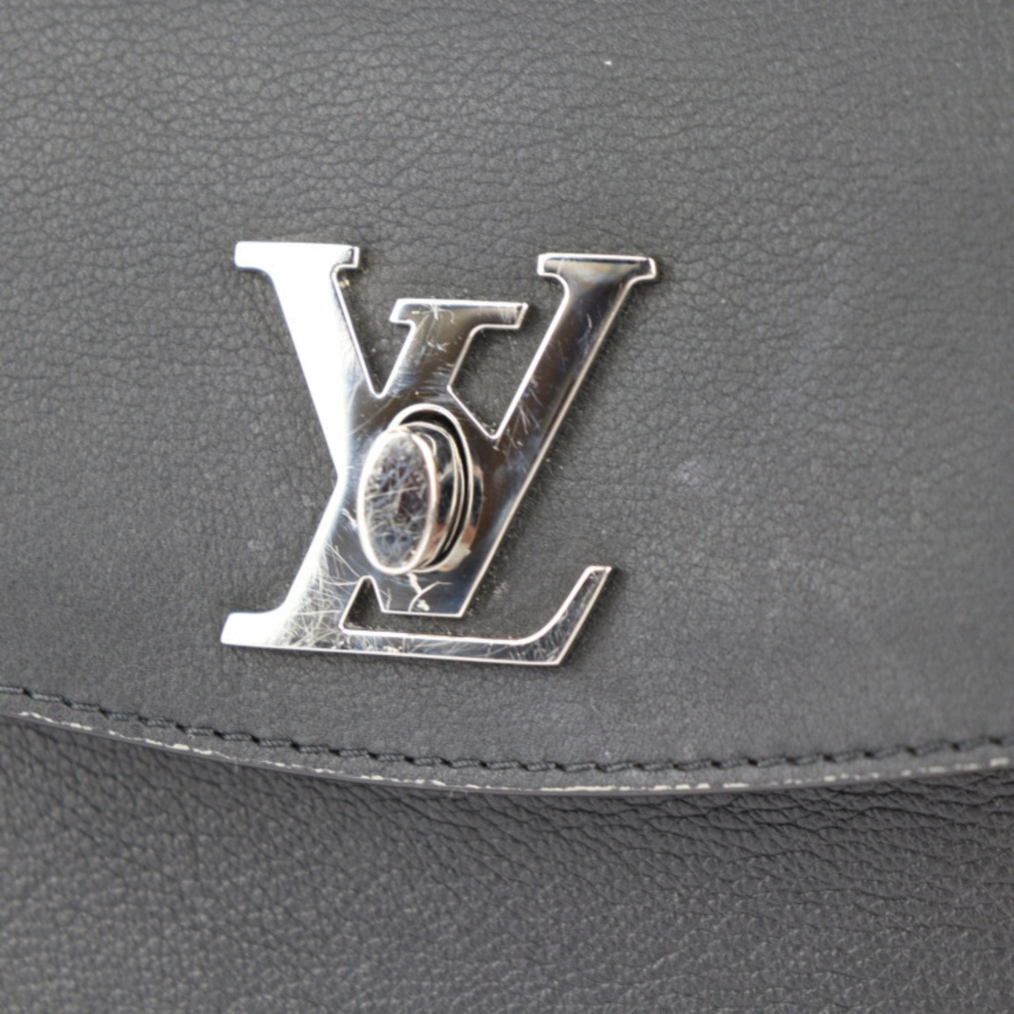 Louis Vuitton Black Leather Handbag Shoulder Bag