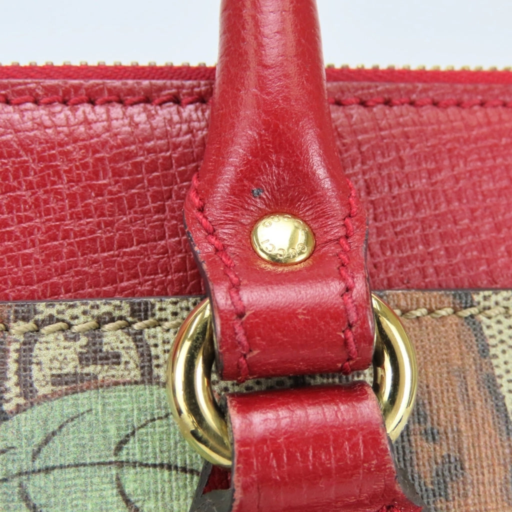 Gucci Beige Multi-Color Red Color Gg Supreme Canvas Handbag Shoulder Bag (Pre-Owned)