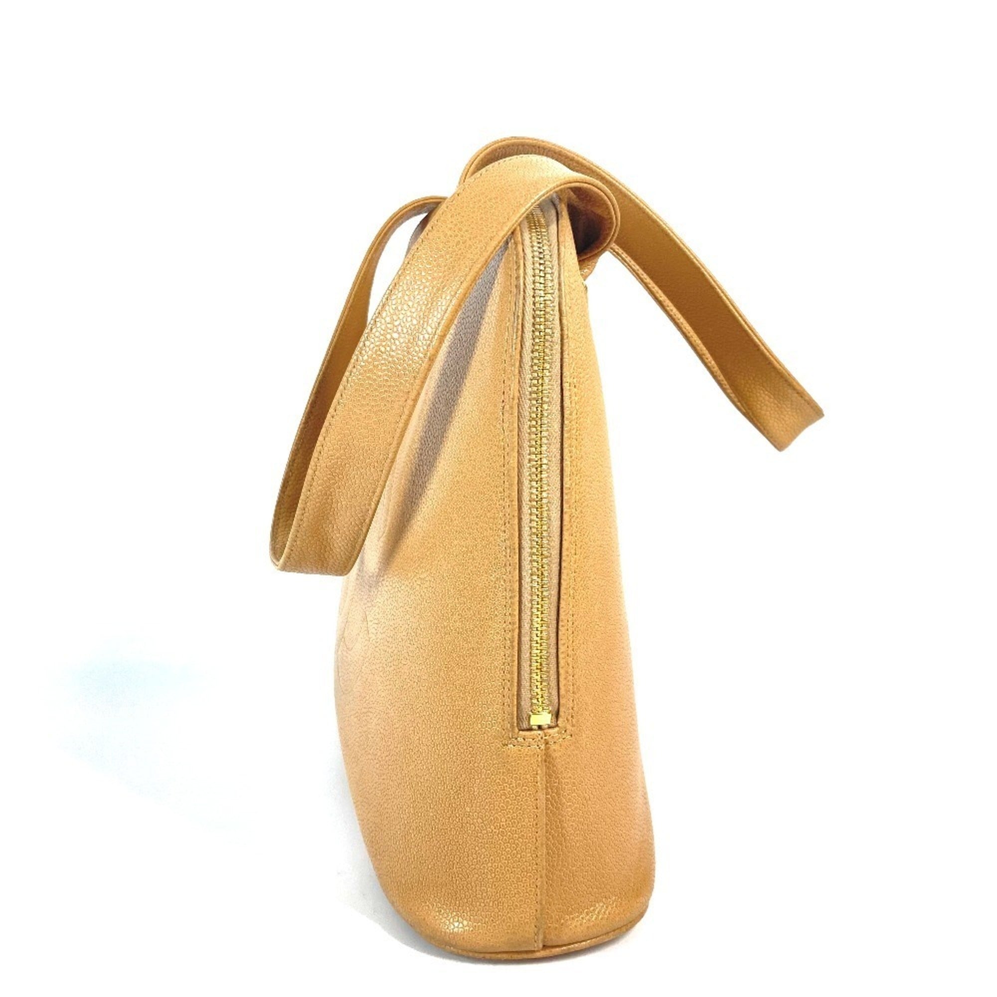 Chanel Beige Grained Calfskin Shoulder Bag Tote Bag