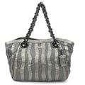 Prada Gray Nylon Leather Handbag