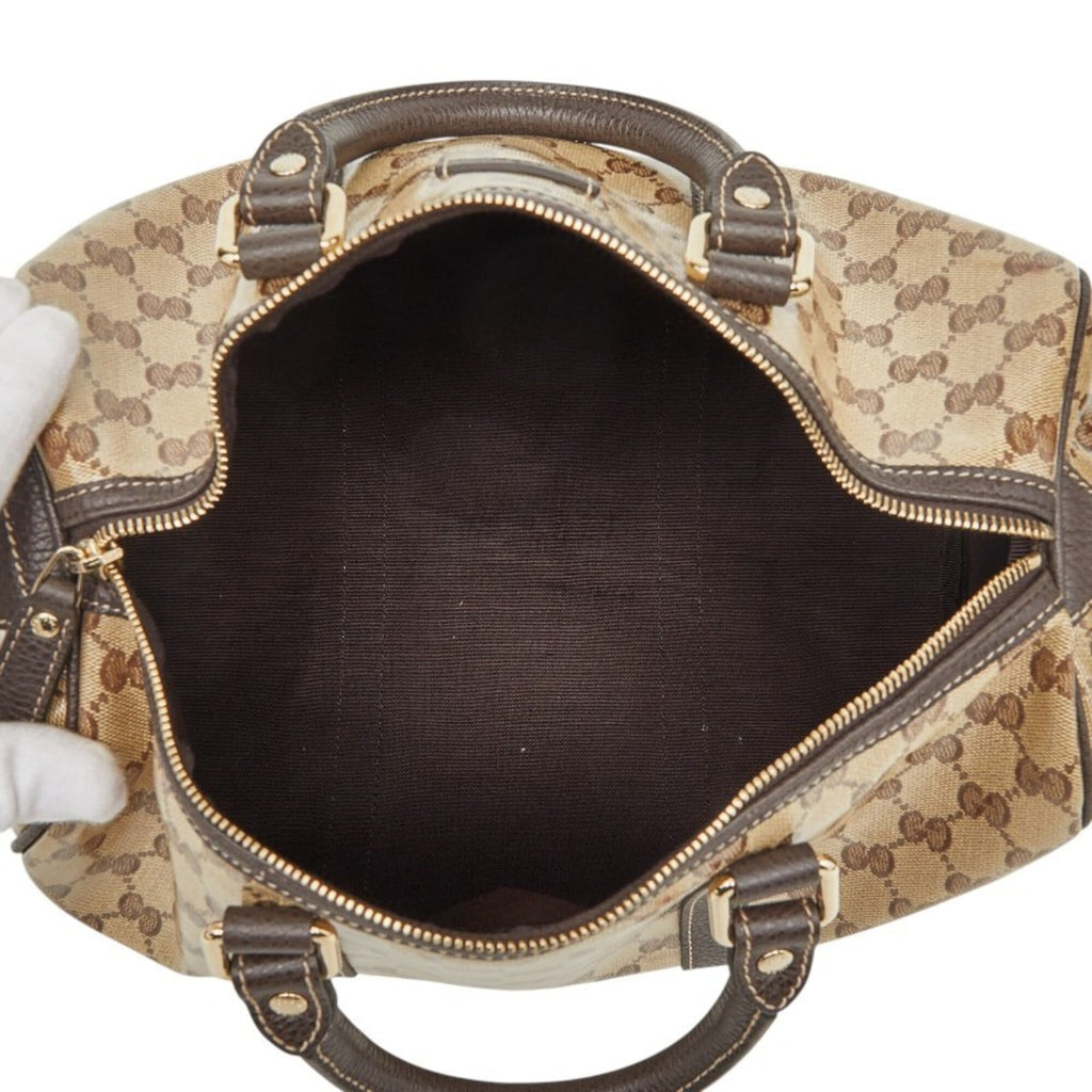 Gucci Beige Brown Pvc Leather Boston Bag Handbag (Pre-Owned)