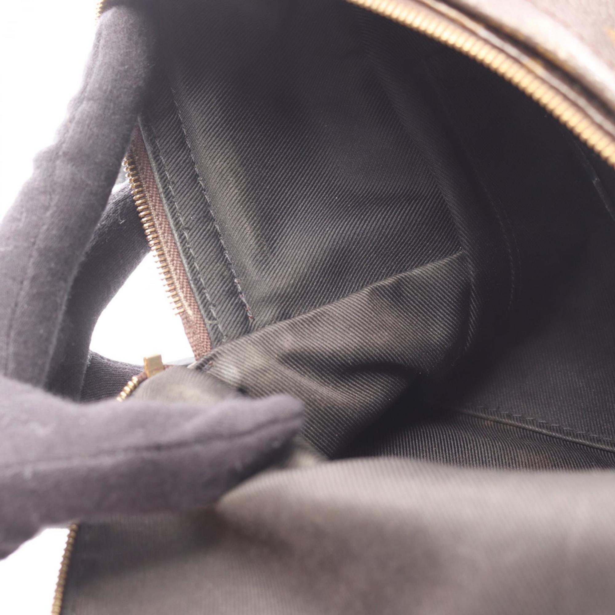 Louis Vuitton Black Brown Coated Canvas Leather Backpack