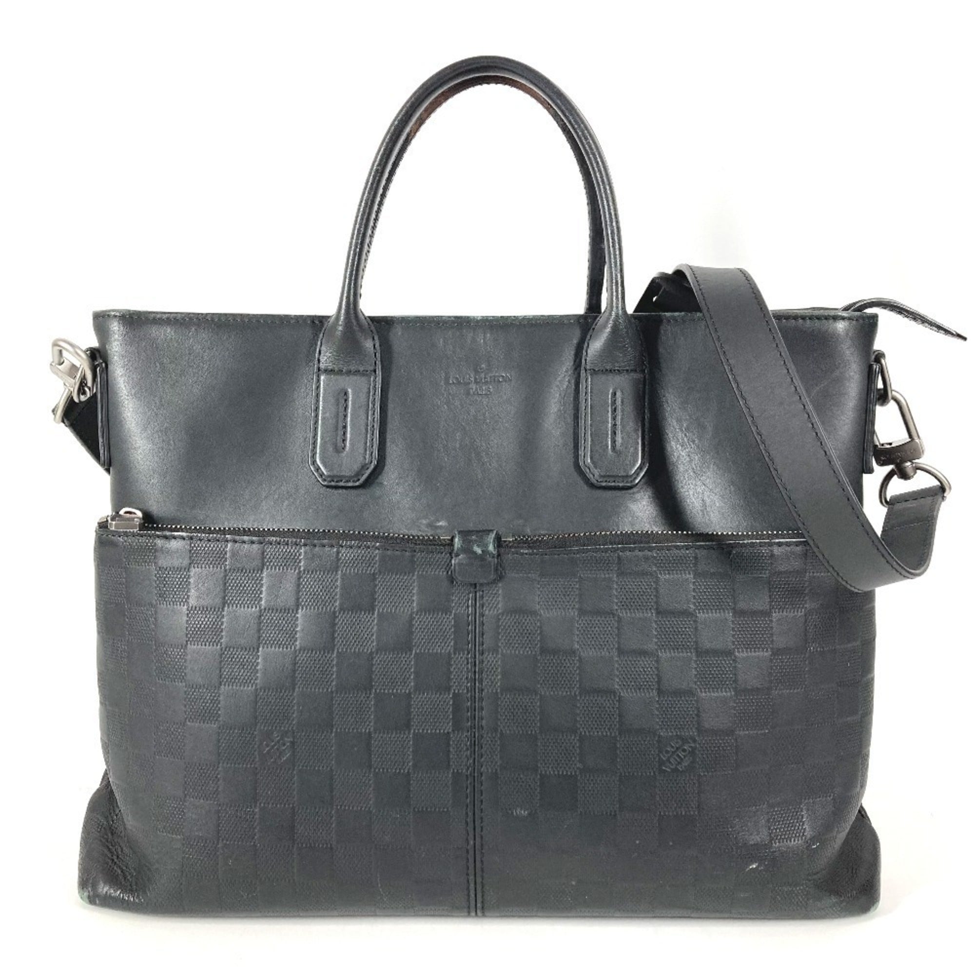 Louis Vuitton Black Onyx Damier Infini Leather Briefcase Handbag Shoulder Bag Tote Bag