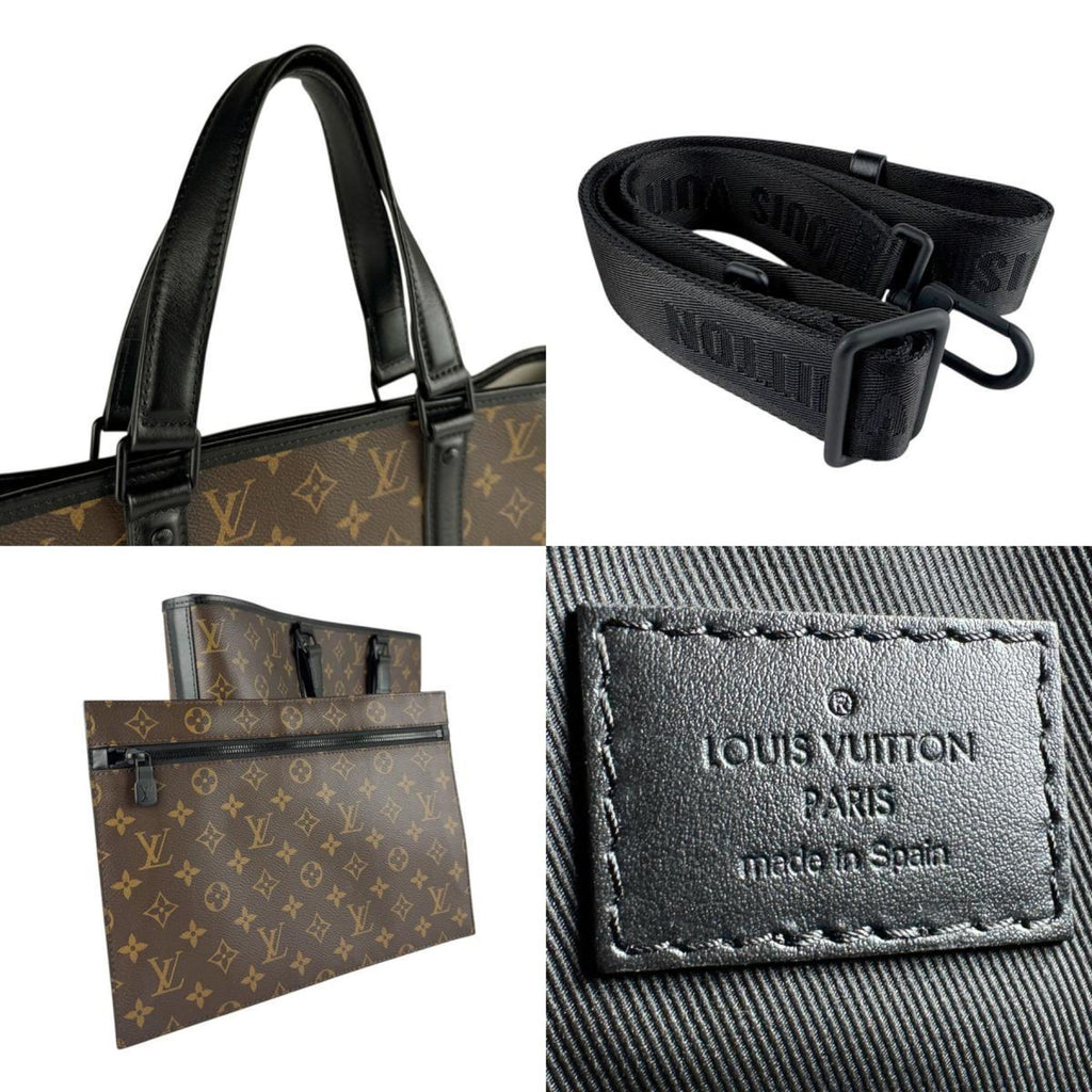 Louis Vuitton Black Brown Monogram Leather Handbag Shoulder Bag
