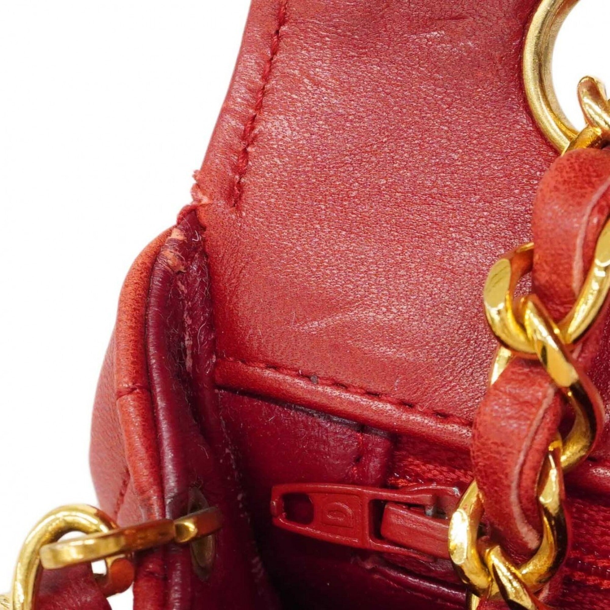 Chanel Red Color Leather Shoulder Bag