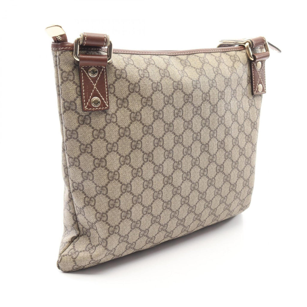 Gucci Beige Brown Pvc Coated Canvas Leather Handbag Shoulder Bag (Pre-Owned)