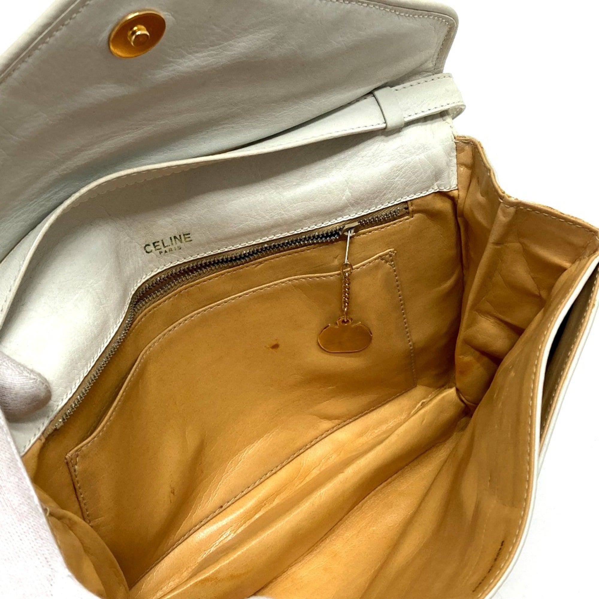 Celine White Leather Shoulder Bag