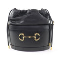 Gucci Horsebit Black Leather Shoulder Bag (Pre-Owned)