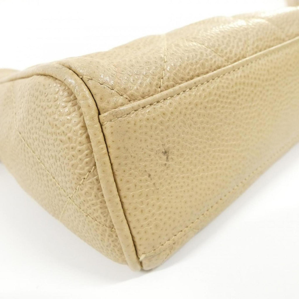 Chanel Beige Grained Calfskin Shoulder Bag