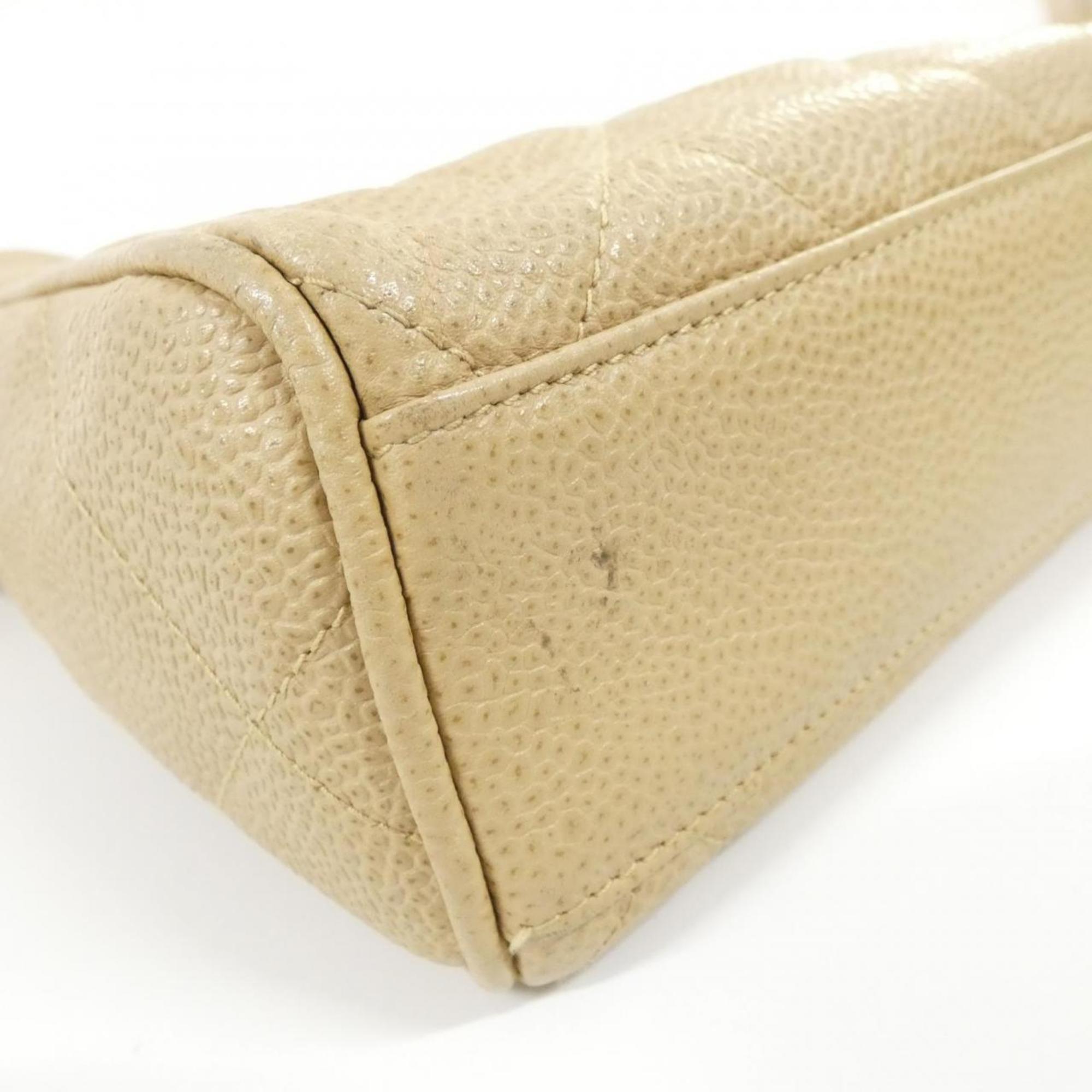 Chanel Beige Grained Calfskin Shoulder Bag