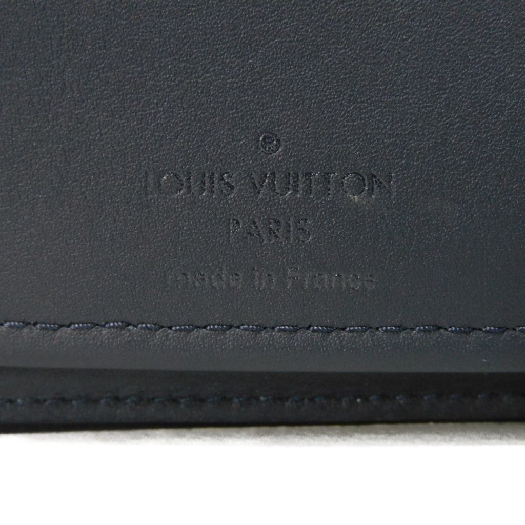 Louis Vuitton Navy Blue White Canvas Leather Long Wallet