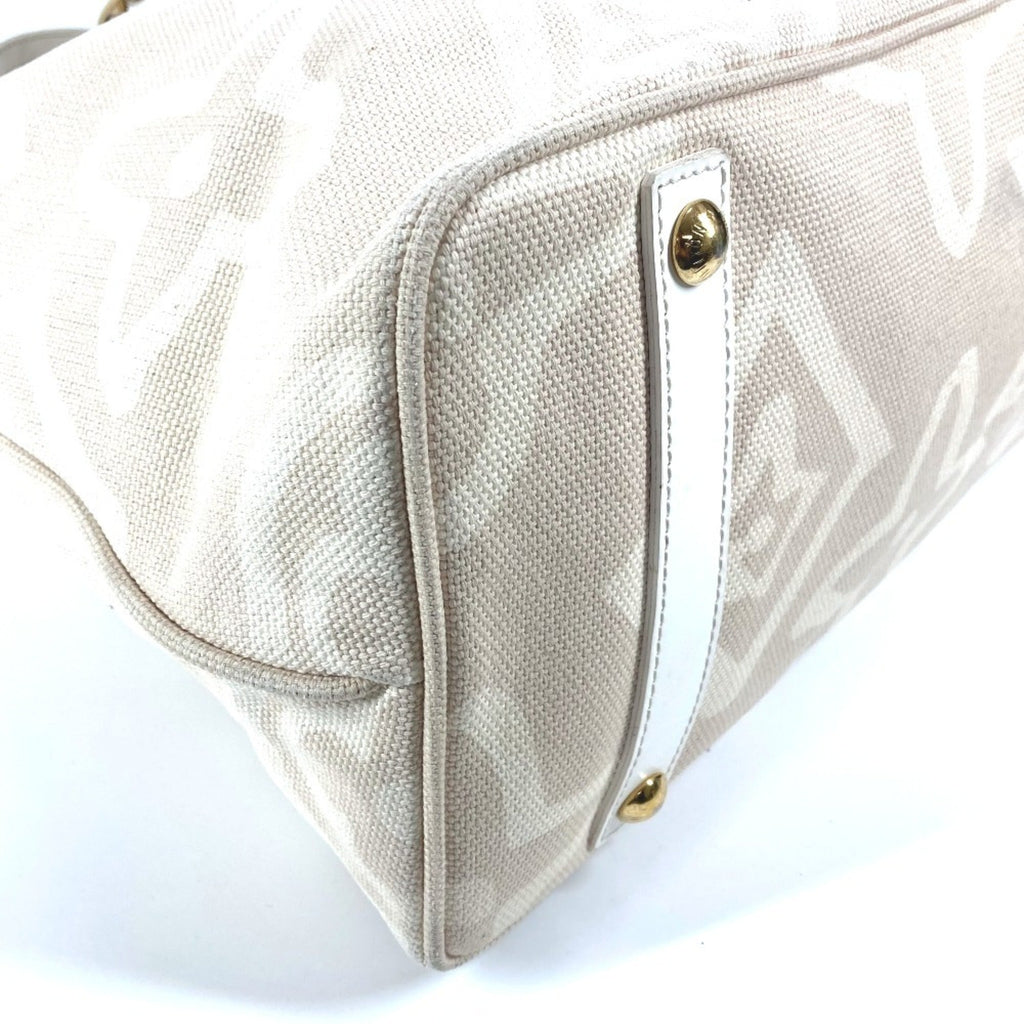 Louis Vuitton Beige Leather Canvas Shoulder Bag Tote Bag